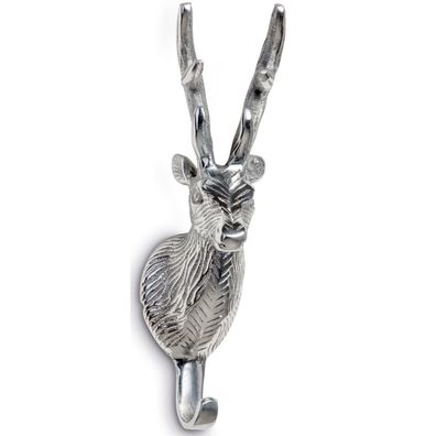glänzender Aluminium Deko Hirsch Wandhaken Höhe 24 cm