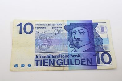 1 x 10 Gulden Niederlande / Banknote Geldschein von 1968