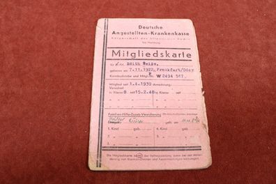 Mitgliedskarte Original-Dokument Deutsche Angestellten-Krankenkasse DAK Hannover