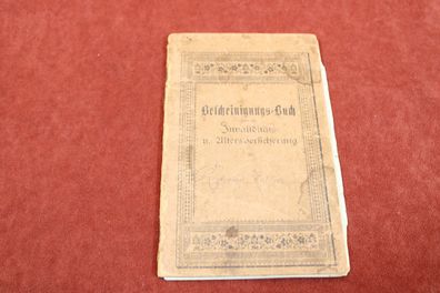 Bescheinigungsbuch über die Invaliditäts und Altersversichrung 1901 Bayreuth