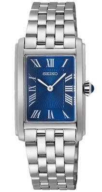 Seiko Damen-Armbanduhr Rechteckig Stahl/Blau SWR085P1