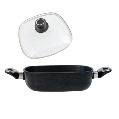 BAF hohe eckige Kasserolle & Deckel 24 cm antihaftbeschichtet Aluguss