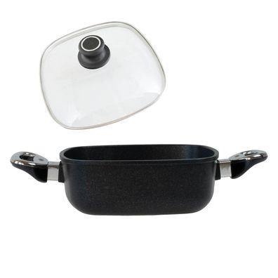 BAF hohe eckige Kasserolle Induktion & Deckel 20 cm antihaftbeschichtet Aluguss