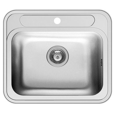 rechteckige Edelstahl Einbauspüle 57.5 cm 1 Becken & Hahnbank