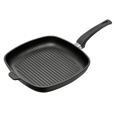 Eurolux große eckige Grillpfanne 28 cm Aluguss beschichtet fester Stiel - Art.-Nr. EU