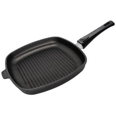 Eurolux Grillpfanne Induktion 28 cm Aluguss beschichtet eckig abnehmbarer Stiel - Art