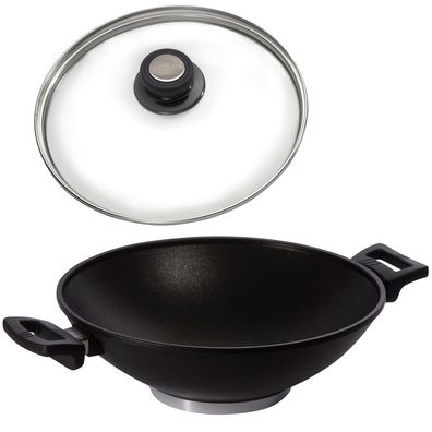 Eurolux Wok Ø 32cm Induktion beschichtet Wokpfanne Antihaft beschichtet & Deckel