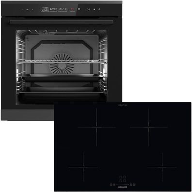 Oranier Einbau Backofen Set Pyrolyse Touch 14 Funktionen Induktionskochfeld 80cm