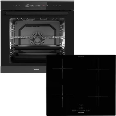 Oranier Einbau Backofen Set Pyrolyse Touch 14 Funktionen Induktionskochfeld 60cm