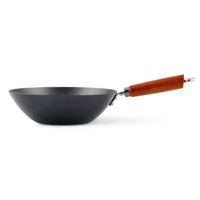 Ken Hom Antihaft Wok 27 cm groß Karbonstahl Wokpfanne Holzgriff - ohne Induktion