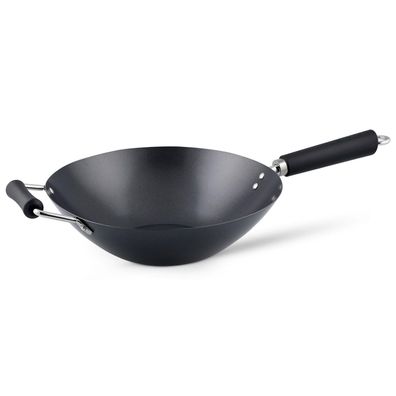 Ken Hom großer Wok Induktion 31 cm Antihaft aus Karbonstahl mit Phenolharz-Griff