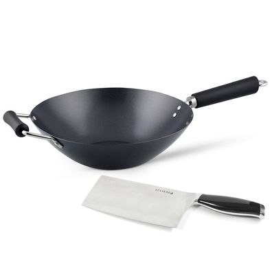 Ken Hom Wok Induktion 31 cm Set Antihaft Karbon Phenolgriff & Hackmesser 18 cm