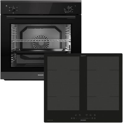 Oranier Backofen Set 5 Funktionen Einbau autark 60 cm Flächen-Induktion Kochfeld