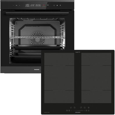 Oranier Einbau Backofen Set Pyrolyse Touch 14 Funktionen Flächen-Induktion 60 cm