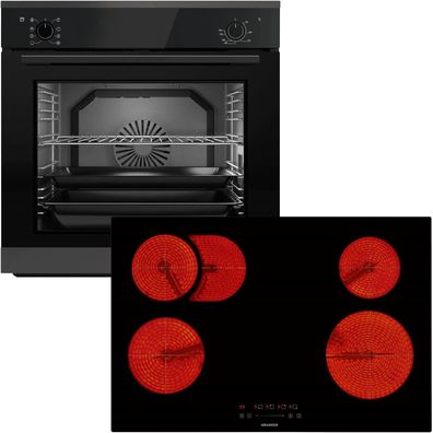 Oranier Backofen Set 9 Funktionen Einbauherd autark Kochfeld 80 cm & Bräterzone