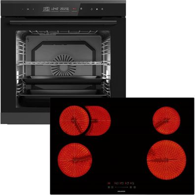 Oranier Einbau Backofen Set Pyrolyse Touch 14 Funktionen Kochfeld 80 cm Bratzone