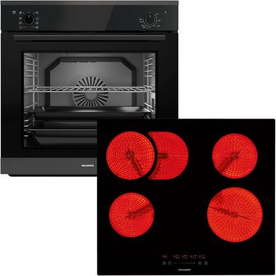 Oranier Backofen Set 9 Funktionen Einbauherd autark Kochfeld 60 cm & Bräterzone