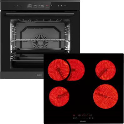 Oranier Einbau Backofen Set Pyrolyse Touch 14 Funktionen Kochfeld 60 cm Bratzone