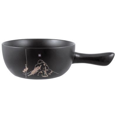 Swissmar Käsefondue-Topf 23 cm Keramiktopf schwarz Stieltopf Fonduetopf Keramik