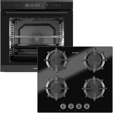Oranier Einbau Backofen Set Pyrolyse Touch 14 Funktionen mit 4 Zonen Gaskochfeld