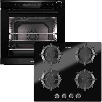 Oranier Dampf Backofen Set 14 Funktionen Einbau autark 4 Zonen Gas-Kochfeld 60cm