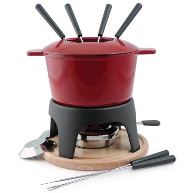 Swissmar Guss Fondue Set Induktion 12-teilig 17 cm rot Gusseisen für 6 Personen