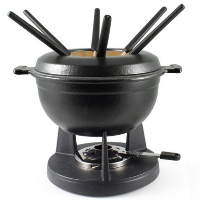 Swissmar 9-teiliges Gusseisen Fondue Set 24 cm Induktion Gusstopf für 6 Personen