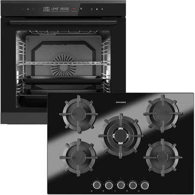 Oranier Einbau Backofen Set Pyrolyse Touch 14 Funktionen mit 5 Zonen Gaskochfeld