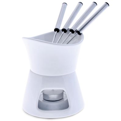 Swissmar Schokoladen Fondue Set 0.28 L Keramiktopf weiß 7-teilig für 4 Personen