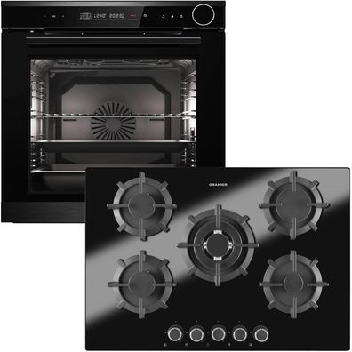 Oranier Dampf Backofen Set 14 Funktionen Einbau autark 5 Zonen Gas-Kochfeld 75cm