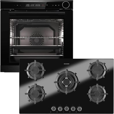 Oranier Dampf Backofen Set 14 Funktionen Einbau autark 5 Zonen Gas-Kochfeld 90cm