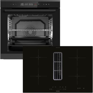 Oranier Einbau Backofen Set Pyrolyse Touch & Induktionskochfeld 80 cm Dunstabzug