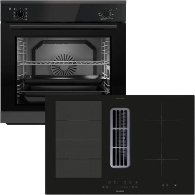 Oranier Backofen Set 9 Funktionen autark & Flexx-Induktion 80 cm mit Dunstabzug