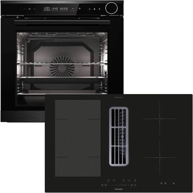 Oranier Dampf Backofen Set Einbau autark mit Flexx-Induktion Kochfeldabzug 80 cm