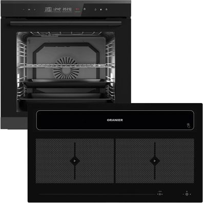 Oranier Einbau Backofen Set Pyrolyse Touch & Flächen-Induktion 90 cm Dunstabzug