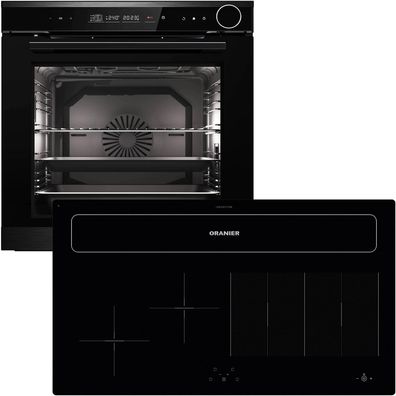 Oranier Dampf Backofen Set Einbau autark mit Flexx-Induktion Kochfeldabzug 90 cm