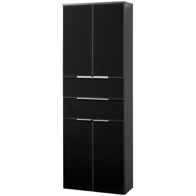 Fackelmann 80921 Hochschrank Kara Anthrazit 60 cm Glas lackiert