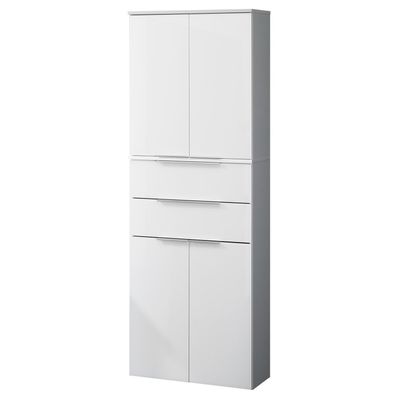 Fackelmann 80925 Hochschrank Kara 61 cm weiß lackiertes Glas