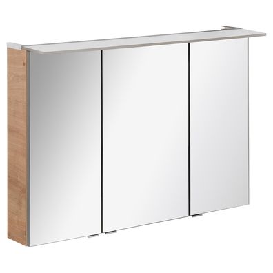 Fackelmann 84122 LED Spiegelschrank 100 cm eiche hell LED Badspiegel B. perfekt