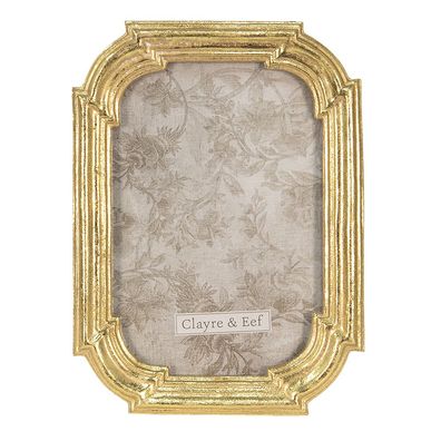 Clayre & Eef Bilderrahmen 10x15 cm Goldfarbig Kunststoff Rechteck