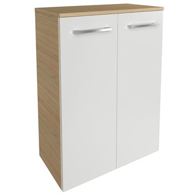 Fackelmann zweitüriger breiter Bad Midischrank 60cm Doppel-Badschrank braun weiß