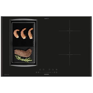 Oranier Kochfeld Induktion 80 cm KXI480 Dunstabzug schwarze Leisten Grillplatte