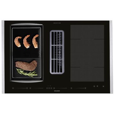 Oranier Flächen-Induktion Kochfeld 80 cm KFA690 Muldenlüfter Grillplatte Leisten