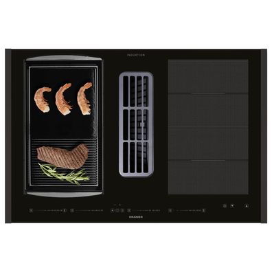 Oranier Flächen-Induktion Kochfeld 80 cm KFA690 Muldenlüfter Leisten Grillplatte