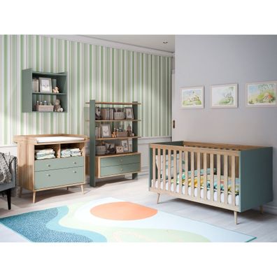 Babyzimmer Wenke 40 Salbei 4-teilig Lattenrost Babybett Wickelkommode