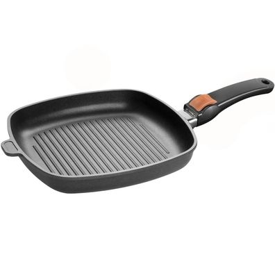 SKK Guss Grillpfanne 28 cm Induktion eckig Antihaft Steakpfanne Griff abnehmbar