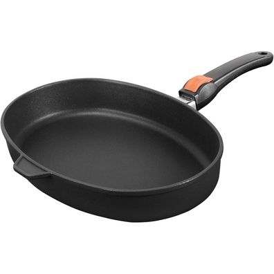 SKK Guss Fischpfanne 38x26 cm Induktion Antihaft Schnitzelpfanne Griff abnehmbar