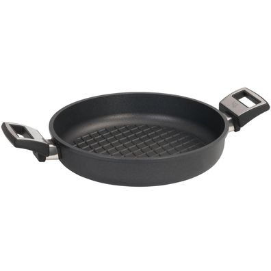 SKK Grill-Paella Pfanne 28 cm Induktion Guss Antihaft Steakpfanne & Seitengriffe