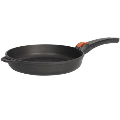SKK Grill-Pfanne 28cm Induktion Bratpfanne gerippt Guss Antihaft Griff abnehmbar