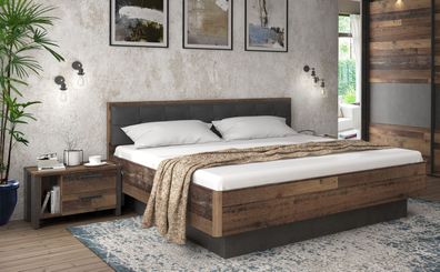 Doppelbett Cedric 91 Old Wood Vintage 180x200 Ehebett mit 2x Nako Bett